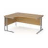 Maestro 25 left hand ergonomic desk 1600mm wide silver cantilever leg frame oak top - MC16ELSO