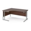 Maestro 25 left hand ergonomic desk 1600mm wide silver cantilever leg frame walnut top - MC16ELSW