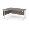 Maestro 25 left hand ergonomic desk 1600mm wide white cantilever leg frame grey oak top - MC16ELWHGO