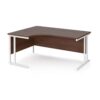 Maestro 25 left hand ergonomic desk 1600mm wide white cantilever leg frame walnut top - MC16ELWHW