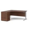 Maestro 25 left hand ergonomic desk 1600mm with silver cantilever frame and desk high pedestal walnut - EBS16LW