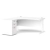 Maestro 25 left hand ergonomic desk 1600mm with white cantilever frame and desk high pedestal white - EBWH16LWH