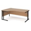 Maestro 25 left hand ergonomic desk 1800mm wide black cantilever leg frame beech top - MC18ELKB