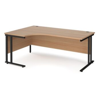 Maestro 25 left hand ergonomic desk 1800mm wide black cantilever leg frame beech top - MC18ELKB