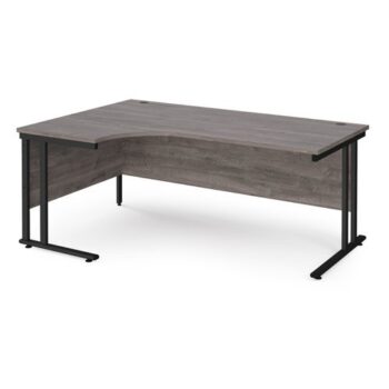 Maestro 25 left hand ergonomic desk 1800mm wide black cantilever leg frame grey oak top - MC18ELKGO
