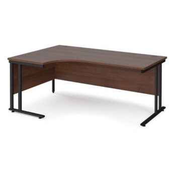 Maestro 25 left hand ergonomic desk 1800mm wide black cantilever leg frame walnut top - MC18ELKW