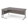 Maestro 25 left hand ergonomic desk 1800mm wide silver cantilever leg frame grey oak top - MC18ELSGO