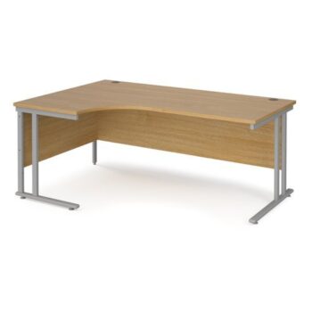 Maestro 25 left hand ergonomic desk 1800mm wide silver cantilever leg frame oak top - MC18ELSO