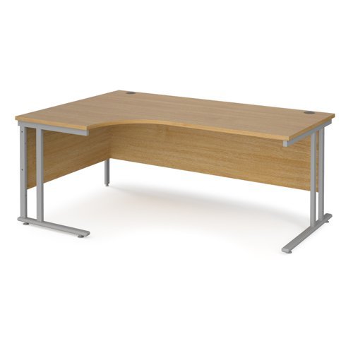 Maestro 25 left hand ergonomic desk 1800mm wide silver cantilever leg frame oak top - MC18ELSO