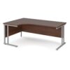Maestro 25 left hand ergonomic desk 1800mm wide silver cantilever leg frame walnut top - MC18ELSW