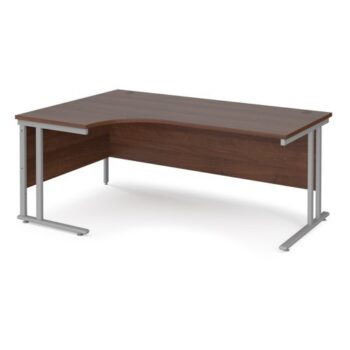 Maestro 25 left hand ergonomic desk 1800mm wide silver cantilever leg frame walnut top - MC18ELSW