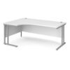 Maestro 25 left hand ergonomic desk 1800mm wide silver cantilever leg frame white top - MC18ELSWH