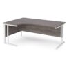 Maestro 25 left hand ergonomic desk 1800mm wide white cantilever leg frame grey oak top - MC18ELWHGO