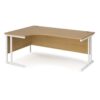 Maestro 25 left hand ergonomic desk 1800mm wide white cantilever leg frame oak top - MC18ELWHO