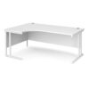 Maestro 25 left hand ergonomic desk 1800mm wide white cantilever leg frame white top - MC18ELWHWH