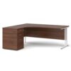 Maestro 25 left hand ergonomic desk 1800mm with white cantilever frame and desk high pedestal walnut - EBWH18LW