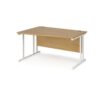 Maestro 25 left hand wave desk 1400mm wide white cantilever leg frame oak top - MC14WLWHO