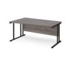 Maestro 25 left hand wave desk 1600mm wide black cantilever leg frame grey oak top - MC16WLKGO