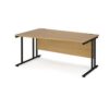 Maestro 25 left hand wave desk 1600mm wide black cantilever leg frame oak top - MC16WLKO