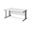 Maestro 25 left hand wave desk 1600mm wide black cantilever leg frame white top - MC16WLKWH