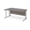 Maestro 25 left hand wave desk 1600mm wide silver cantilever leg frame grey oak top - MC16WLSGO
