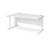 Maestro 25 left hand wave desk 1600mm wide white cantilever leg frame white top - MC16WLWHWH