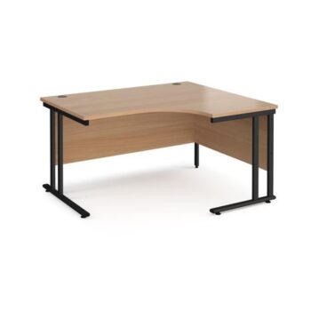Maestro 25 right hand ergonomic desk 1400mm wide black cantilever leg frame beech top - MC14ERKB