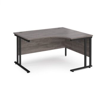 Maestro 25 right hand ergonomic desk 1400mm wide black cantilever leg frame grey oak top - MC14ERKGO
