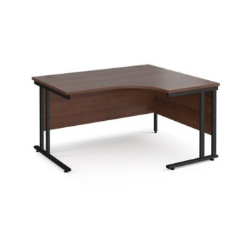 Maestro 25 right hand ergonomic desk 1400mm wide black cantilever leg frame walnut top - MC14ERKW