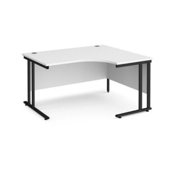 Maestro 25 right hand ergonomic desk 1400mm wide black cantilever leg frame white top - MC14ERKWH