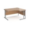 Maestro 25 right hand ergonomic desk 1400mm wide silver cantilever leg frame beech top - MC14ERSB