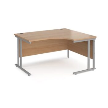 Maestro 25 right hand ergonomic desk 1400mm wide silver cantilever leg frame beech top - MC14ERSB
