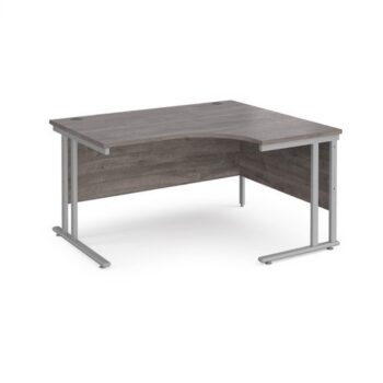 Maestro 25 right hand ergonomic desk 1400mm wide silver cantilever leg frame grey oak top - MC14ERSGO