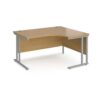 Maestro 25 right hand ergonomic desk 1400mm wide silver cantilever leg frame oak top - MC14ERSO