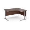 Maestro 25 right hand ergonomic desk 1400mm wide silver cantilever leg frame walnut top - MC14ERSW