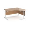 Maestro 25 right hand ergonomic desk 1400mm wide white cantilever leg frame beech top - MC14ERWHB