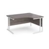 Maestro 25 right hand ergonomic desk 1400mm wide white cantilever leg frame grey oak top - MC14ERWHGO