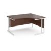 Maestro 25 right hand ergonomic desk 1400mm wide white cantilever leg frame walnut top - MC14ERWHW