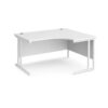 Maestro 25 right hand ergonomic desk 1400mm wide white cantilever leg frame white top - MC14ERWHWH