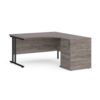 Maestro 25 right hand ergonomic desk 1400mm with black cantilever frame and desk high pedestal grey oak - EBK14RGO