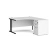 Maestro 25 right hand ergonomic desk 1400mm with black cantilever frame and desk high pedestal white - EBK14RWH