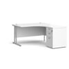 Maestro 25 right hand ergonomic desk 1400mm with silver cantilever frame and desk high pedestal white - EBS14RWH