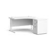 Maestro 25 right hand ergonomic desk 1400mm with white cantilever frame and desk high pedestal white - EBWH14RWH