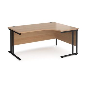 Maestro 25 right hand ergonomic desk 1600mm wide black cantilever leg frame beech top - MC16ERKB