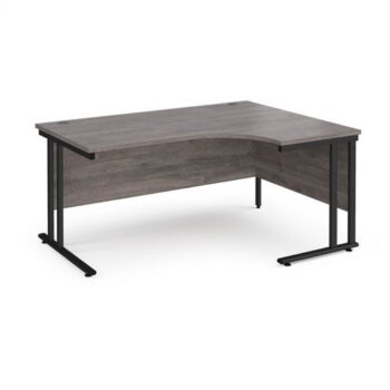 Maestro 25 right hand ergonomic desk 1600mm wide black cantilever leg frame grey oak top - MC16ERKGO