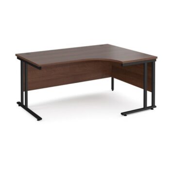 Maestro 25 right hand ergonomic desk 1600mm wide black cantilever leg frame walnut top - MC16ERKW