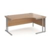 Maestro 25 right hand ergonomic desk 1600mm wide silver cantilever leg frame beech top - MC16ERSB