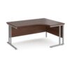 Maestro 25 right hand ergonomic desk 1600mm wide silver cantilever leg frame walnut top - MC16ERSW