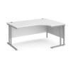 Maestro 25 right hand ergonomic desk 1600mm wide silver cantilever leg frame white top - MC16ERSWH