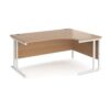 Maestro 25 right hand ergonomic desk 1600mm wide white cantilever leg frame beech top - MC16ERWHB